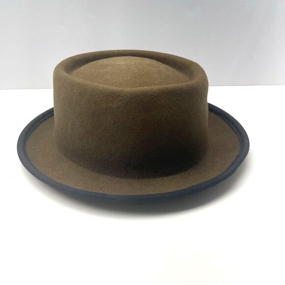 Tina Too Bollman Vintage 100% Wool Felt Hat Brown Black Trim Made in USA Woman\'s